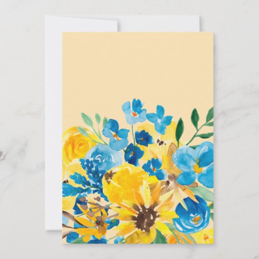 Rustieke zonnebloemen blauw bloei baby shower kaart (Achterkant)