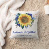 Rustieke Zonnebloemen Blauwe Bloemen Lichten Bruil Kussen (Deken)