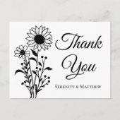 Rustieke Zonnebloemen Bloemen Huwelijk Bedankt Briefkaart (Voorkant)