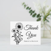 Rustieke Zonnebloemen Bloemen Huwelijk Bedankt Briefkaart (Staand voorkant)