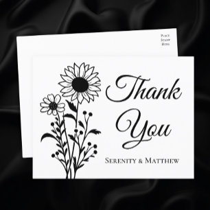 Rustieke Zonnebloemen Bloemen Huwelijk Bedankt Briefkaart