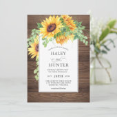 Rustieke Zonnebloemen Bloemen Huwelijk Kaart (Staand voorkant)