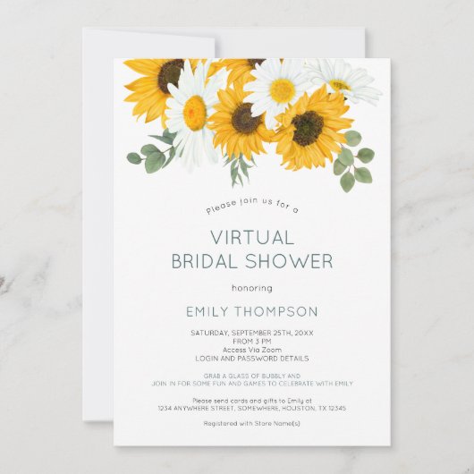 Rustieke Zonnebloemen Bloemen Virtual Vrijgezellen Kaart (Voorkant)