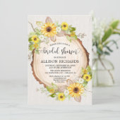 Rustieke zonnebloemen bloemenbruids douche uitnodi kaart (Staand voorkant)