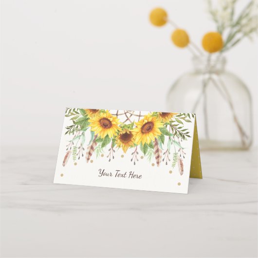 Rustieke zonnebloemen Boho dromenvanger voedsetike Plaatskaartje (Voorkant)