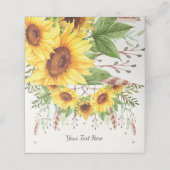 Rustieke Zonnebloemen Boho Droomvanger Voedsetlabe Plaatskaartje (Buitenkant ongevouwen)