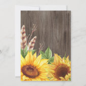 Rustieke Zonnebloemen Boho Waterverf Bruiloft Kaart (Achterkant)