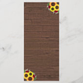 Rustieke zonnebloemen Bourgondië rode rozen bruilo Menu (Achterkant)