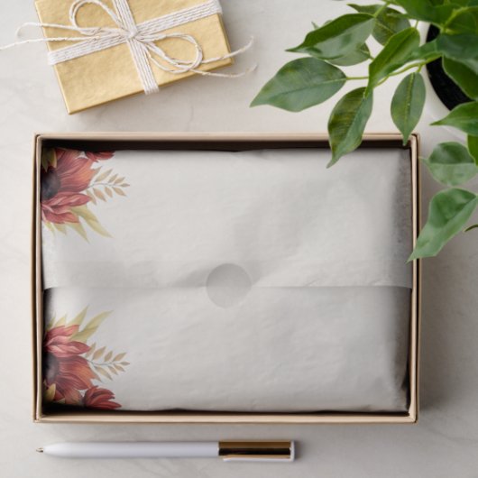 Rustieke Zonnebloemen & Bourgondische bloemen Deco Tissuepapier (Geschenk)