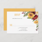 Rustieke zonnebloemen & Bourgondische bloemen RSVP Kaartje (Voorkant / Achterkant)