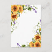 Rustieke Zonnebloemen Bruiloft Details Behuizing K Informatiekaartje (Achterkant)