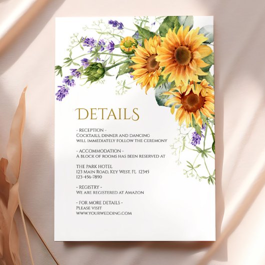Rustieke Zonnebloemen Bruiloft Details Behuizing K Informatiekaartje
