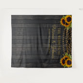 Rustieke zonnebloemen bruiloft fotocabine achtergr wandkleed (Voorkant (horizontaal))