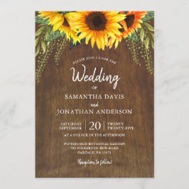 Rustieke zonnebloemen | Bruiloft Kaart