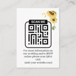 Rustieke Zonnebloemen Bruiloft QR Code RSVP Informatiekaartje