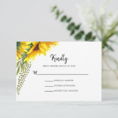 Rustieke zonnebloemen | Bruiloft RSVP (Staand voorkant)