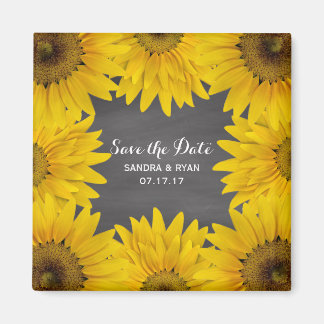 Rustieke Zonnebloemen Chalkboard Save the Date Bru Magneet