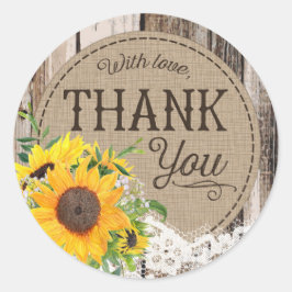 Rustieke zonnebloemen dank u bruiloft label