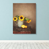 Rustieke zonnebloemen en citroenen canvas afdruk (Insitu (Houten vloer))