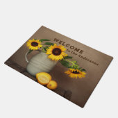 Rustieke zonnebloemen en citroenen deurmat (Schuin)
