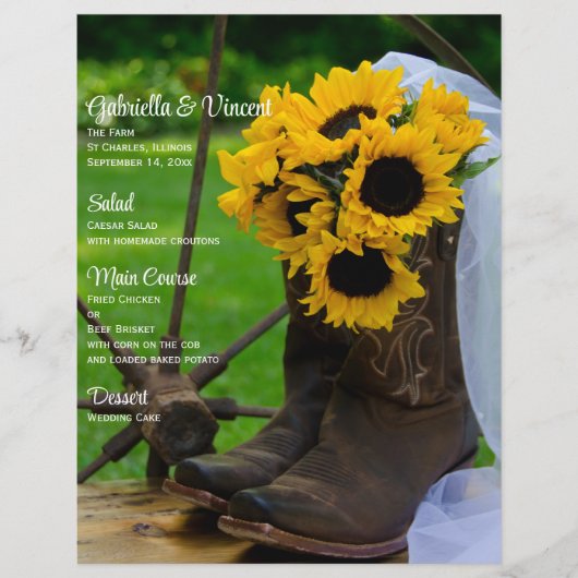 Rustieke Zonnebloemen en Cowboy Boot Westerne brui (Voorkant)