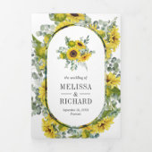 Rustieke Zonnebloemen en Eucalyptus 3 in 1 Bruilof Drieluik Uitnodiging (Cover)