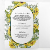 Rustieke Zonnebloemen en Eucalyptus 3 in 1 Bruilof Drieluik Uitnodiging (Binnenzijde eerst)