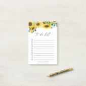 Rustieke zonnebloemen en eucalyptus gepersonalisee post-it® notes (Op bureau)