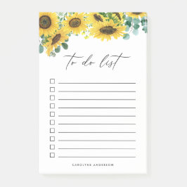 Rustieke zonnebloemen en eucalyptus gepersonalisee post-it® notes
