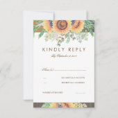 Rustieke Zonnebloemen en Hout Wedding RSVP Kaart (Voorkant)