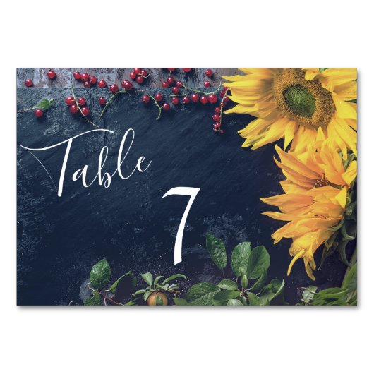 Rustieke zonnebloemen en leisteen land bruiloft kaart (Voorkant)