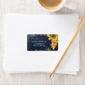 Rustieke zonnebloemen en leisteen landadres etiket (Insitu)