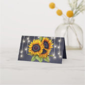 Rustieke zonnebloemen en lichten bruiloft tafel pl plaatskaartje (Achterkant)