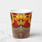 Rustieke zonnebloemen en rode rozen papieren beker (Rechts)