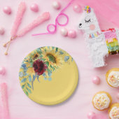 Rustieke zonnebloemen en rozen bloem geel papieren bordje (Feest)