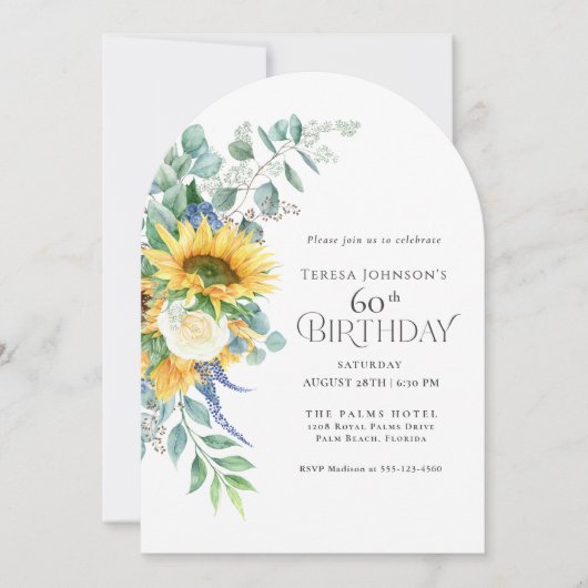 Rustieke Zonnebloemen en Rozen Bloemen 60e Verjaar Kaart (Voorkant)