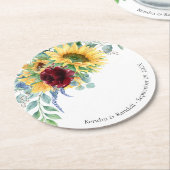 Rustieke Zonnebloemen en Rozen Bloemen Bruiloft Ro Ronde Kartonnen Onderzetter (Gebogen)