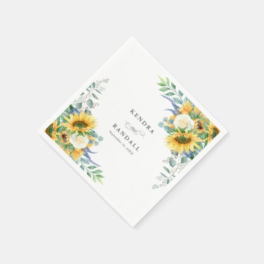 Rustieke Zonnebloemen en Rozen Bloemen Bruiloft Se Servet (Hoek)