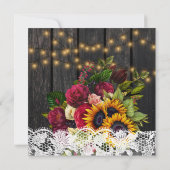 rustieke zonnebloemen en rozen houten bruiloft kaart (Achterkant)