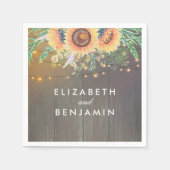 Rustieke Zonnebloemen en String Lights Wood Barn Servetten (Voorkant)