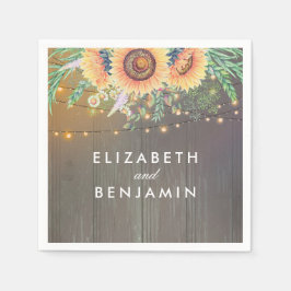 Rustieke Zonnebloemen en String Lights Wood Barn Servetten