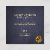 Rustieke zonnebloemen en verlichting marine bruilo vierkante visitekaartje (Achterkant)