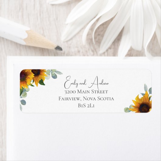 Rustieke zonnebloemen en Waterverf groen bruiloft Etiket (Insitu)