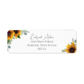 Rustieke zonnebloemen en Waterverf groen bruiloft Etiket (Voorkant)