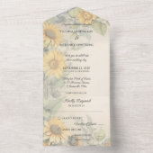 Rustieke zonnebloemen en wijnstokken all in one uitnodiging (Binnen)