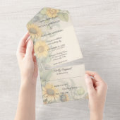 Rustieke zonnebloemen en wijnstokken all in one uitnodiging (Afscheurbaar)