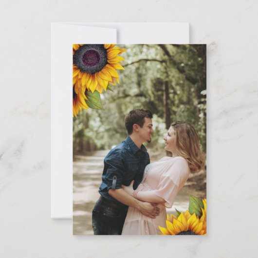 Rustieke zonnebloemen FOTO bruiloft wijziging van  Save The Date (Achterkant)