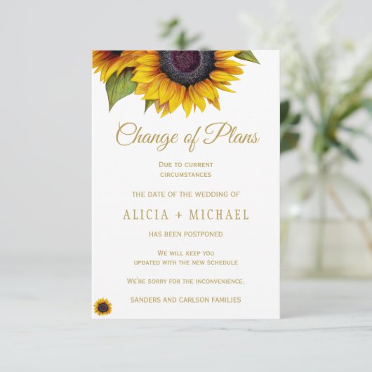 Rustieke zonnebloemen FOTO bruiloft wijziging van  Save The Date (Staand voorkant)