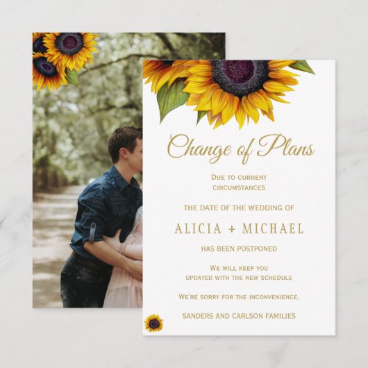 Rustieke zonnebloemen FOTO bruiloft wijziging van  Save The Date (Voorkant / Achterkant)