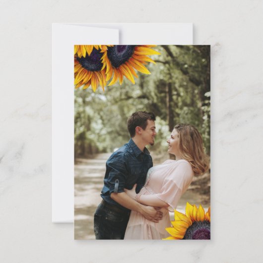 Rustieke zonnebloemen FOTO opslaan van de datum br Save The Date (Achterkant)